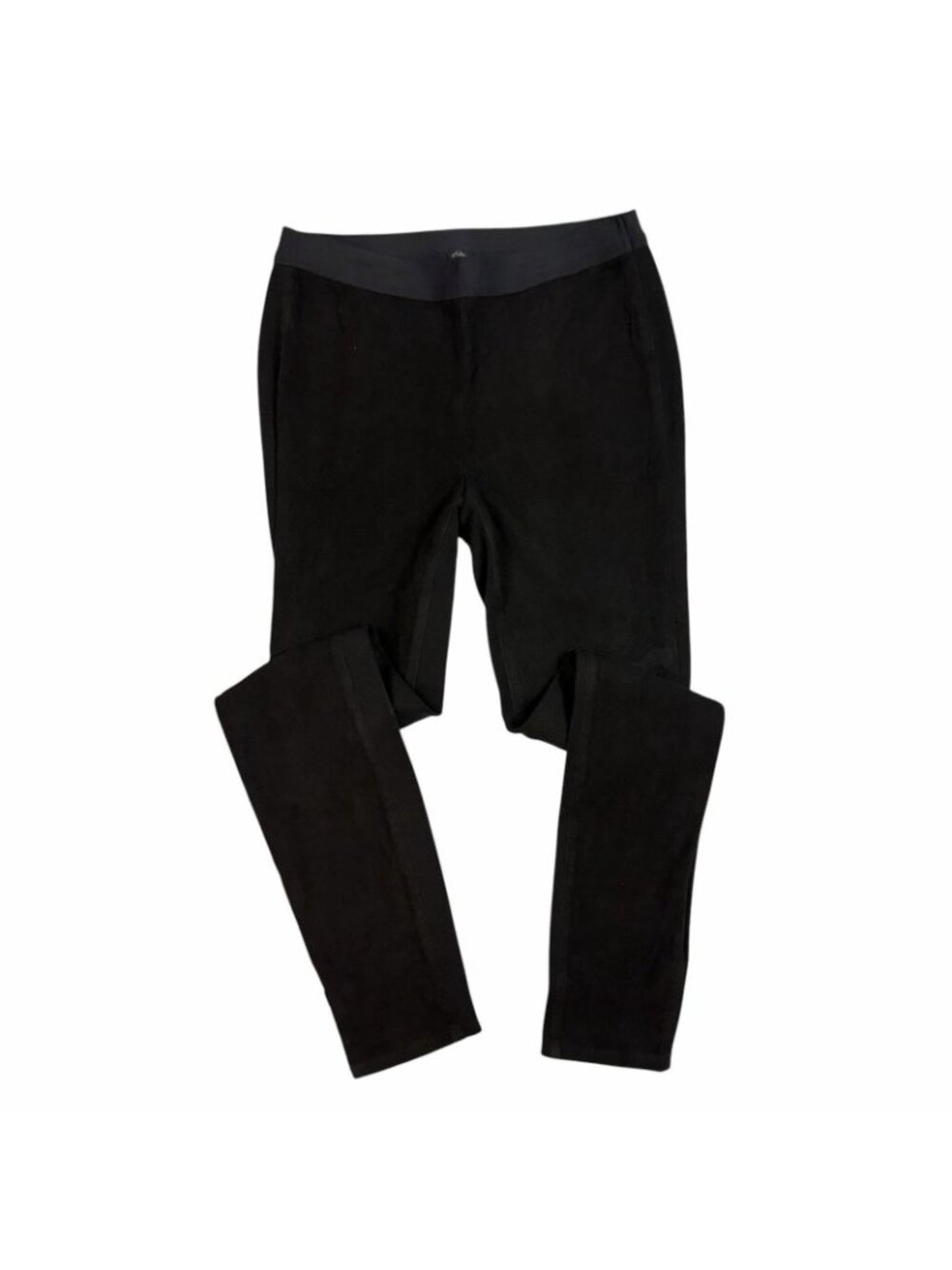 Eileen Fisher Lamb Suede Legging Pants Size XS Black Skinny Pull On Panel Seamed - Picture 2 of 10